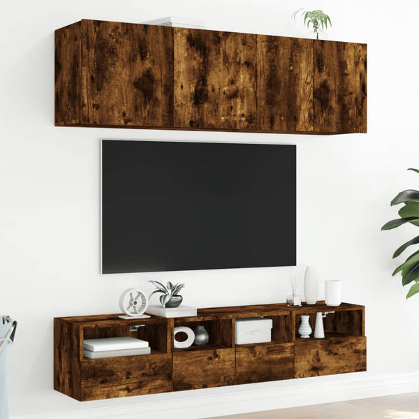 TV-seinäkaappi 2 kpl savutammi 40x30x30 cm tekninen puu