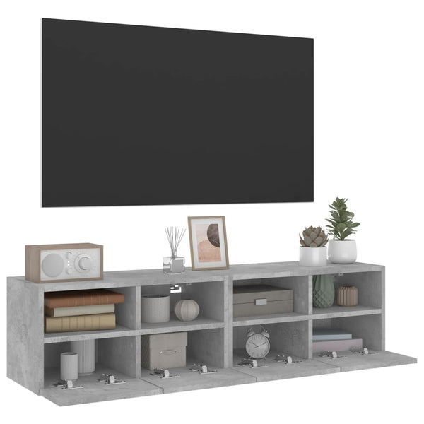 TV-seinäkaapit 2 kpl betoninharmaa 60x30x30 cm tekninen puu