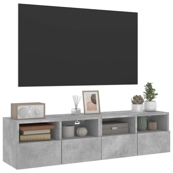 TV-seinäkaapit 2 kpl betoninharmaa 60x30x30 cm tekninen puu