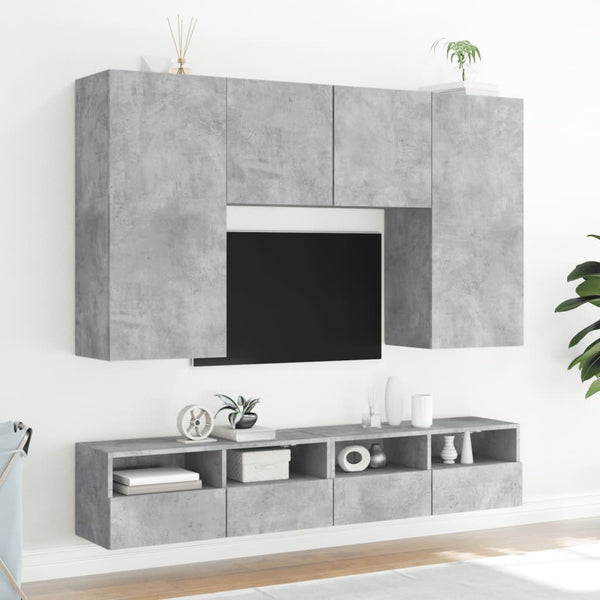 TV-seinäkaapit 2 kpl betoninharmaa 80x30x30 cm tekninen puu