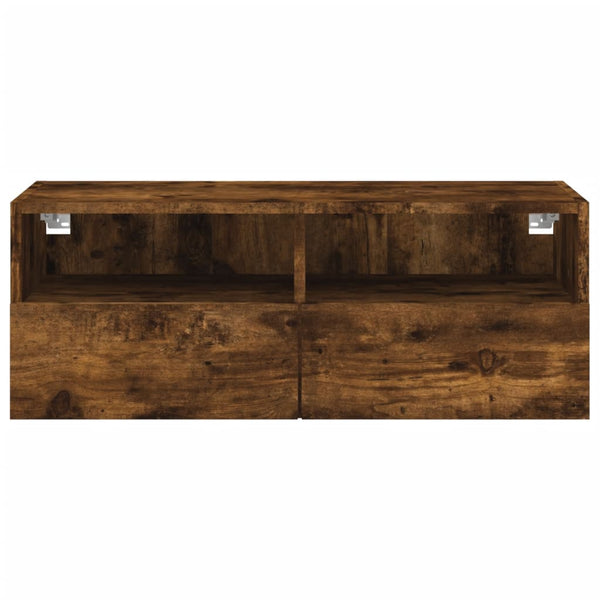 TV-seinäkaappi savutammi 80x30x30 cm tekninen puu