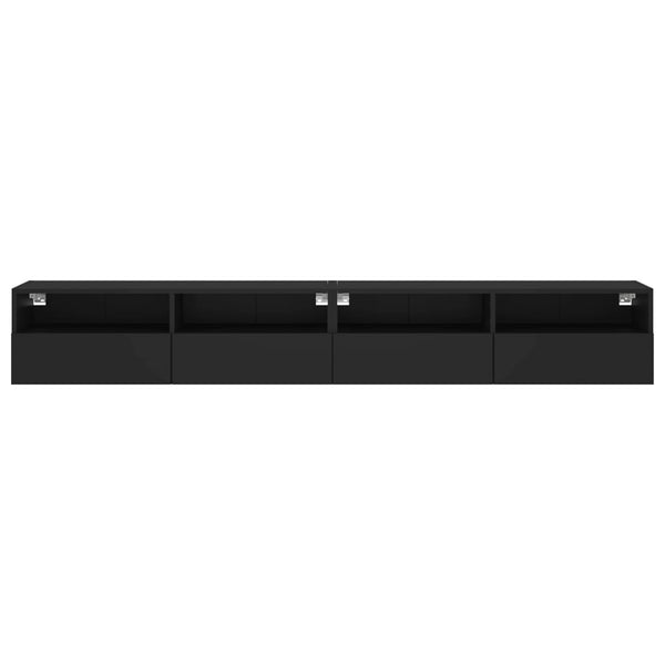 TV-seinäkaapit 2 kpl musta 100x30x30 cm tekninen puu