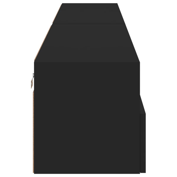 TV-seinäkaapit 2 kpl musta 100x30x30 cm tekninen puu