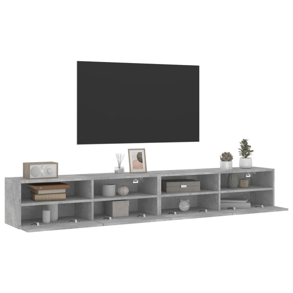 TV-seinäkaapit 2 kpl betoninharmaa 100x30x30 cm tekninen puu