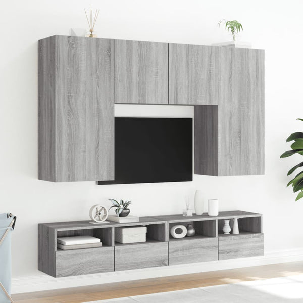 TV-seinäkaapit 2 kpl harmaa Sonoma 100x30x30 cm tekninen puu