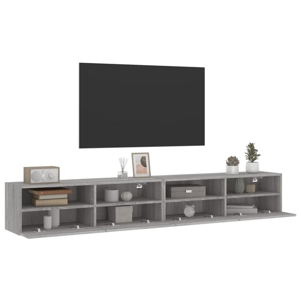TV-seinäkaapit 2 kpl harmaa Sonoma 100x30x30 cm tekninen puu