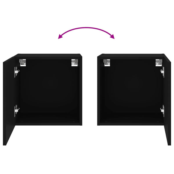 TV-seinäkaapit 2 kpl musta 40,5x30x40 cm tekninen puu