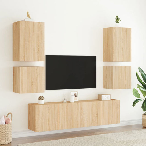 TV-seinäkaapit 2 kpl Sonoma-tammi 40,5x30x40 cm tekninen puu