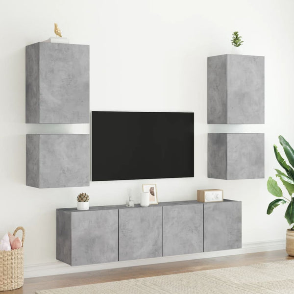 TV-seinäkaapit 2 kpl betoninharmaa 40,5x30x40 cm tekninen puu