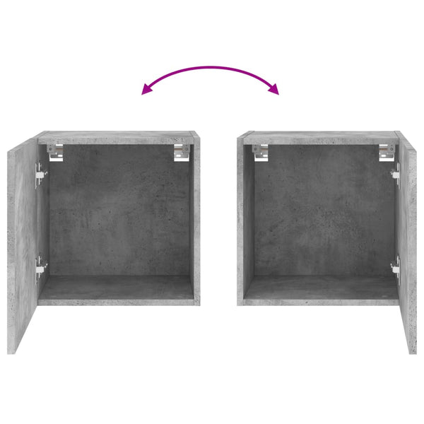 TV-seinäkaapit 2 kpl betoninharmaa 40,5x30x40 cm tekninen puu