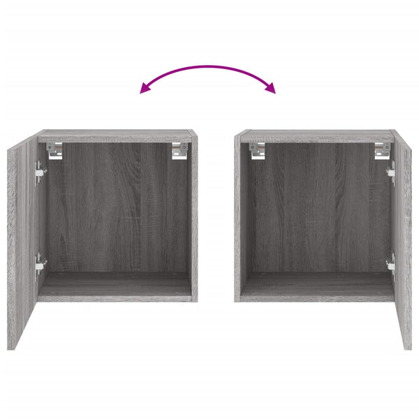 TV-seinäkaapit 2 kpl harmaa Sonoma 40,5x30x40 cm tekninen puu