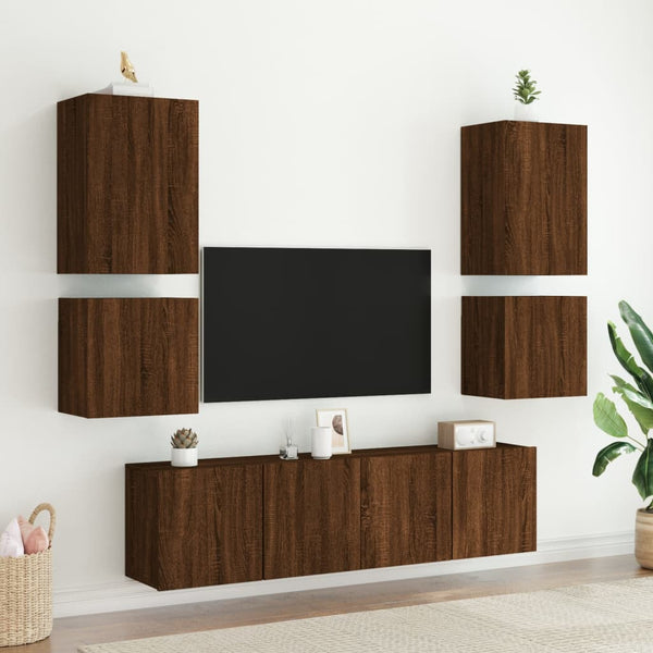TV-seinäkaapit 2 kpl ruskea tammi 40,5x30x40 cm tekninen puu
