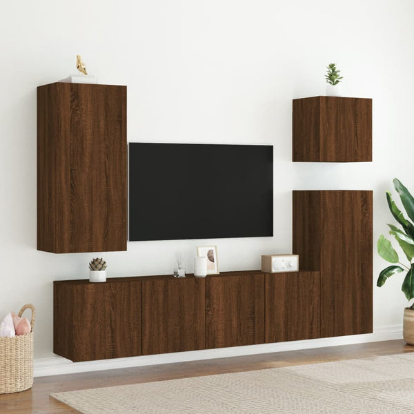 TV-seinäkaappi ruskea tammi 40,5x30x90 cm tekninen puu