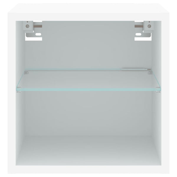 TV-seinäkaappi LED-valoilla valkoinen 30x28,5x30 cm