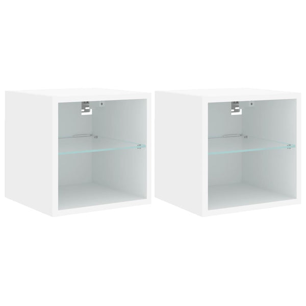 TV-seinäkaapit LED-valoilla 2 kpl valkoinen 30x28,5x30 cm