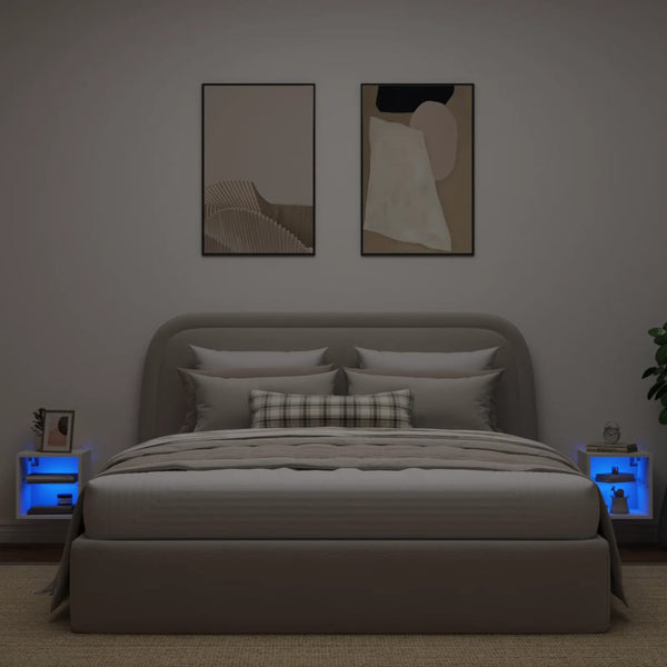 TV-seinäkaapit LED-valoilla 2 kpl valkoinen 30x28,5x30 cm
