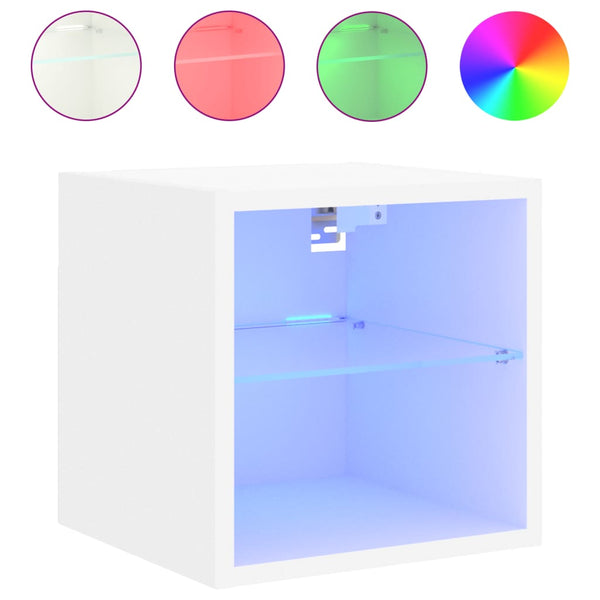 TV-seinäkaapit LED-valoilla 2 kpl valkoinen 30x28,5x30 cm