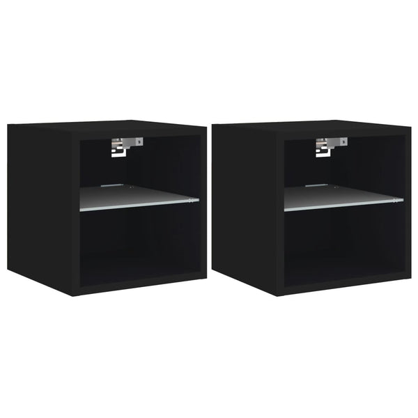 TV-seinäkaapit LED-valoilla 2 kpl musta 30x28,5x30 cm