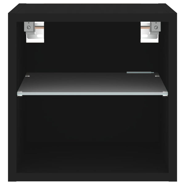 TV-seinäkaapit LED-valoilla 2 kpl musta 30x28,5x30 cm