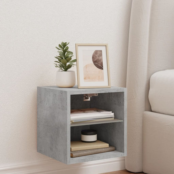 TV-seinäkaappi LED-valoilla betoninharmaa 30x28,5x30 cm