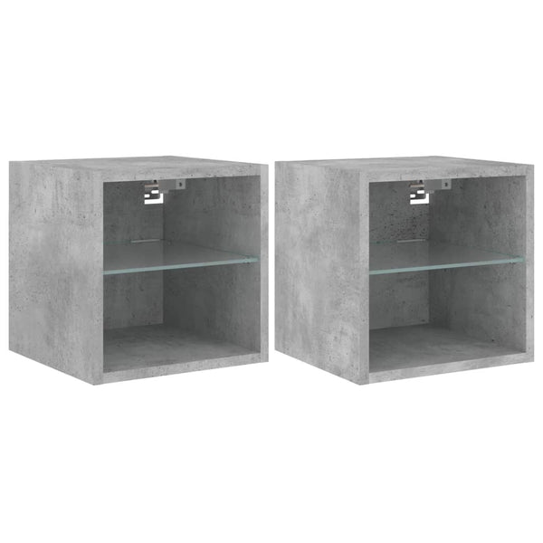 TV-seinäkaapit LED-valoilla 2 kpl betoninharmaa 30x28,5x30 cm