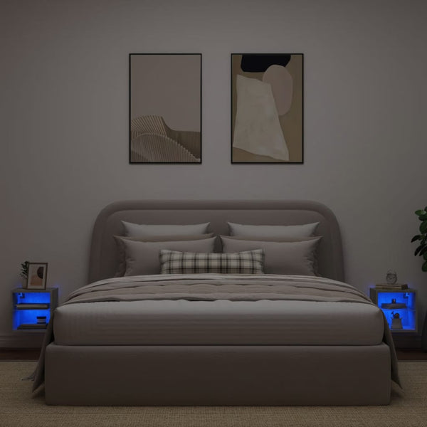 TV-seinäkaapit LED-valoilla 2 kpl betoninharmaa 30x28,5x30 cm