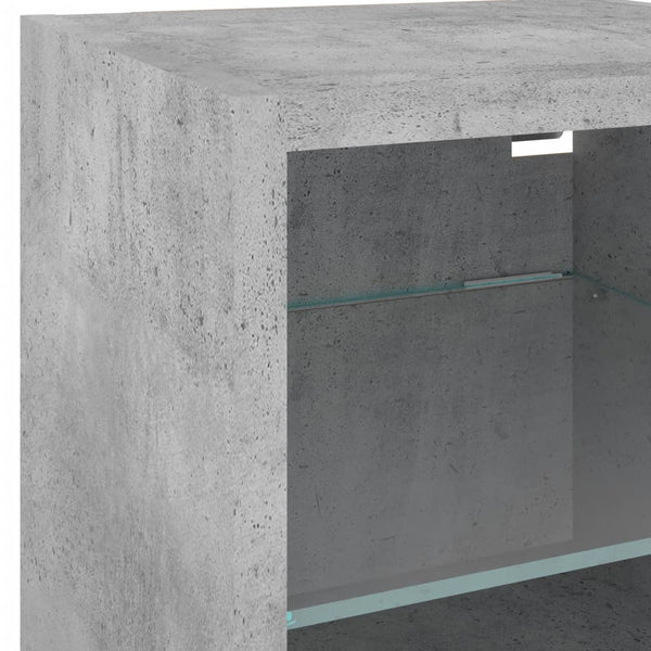 TV-seinäkaapit LED-valoilla 2 kpl betoninharmaa 30x28,5x30 cm