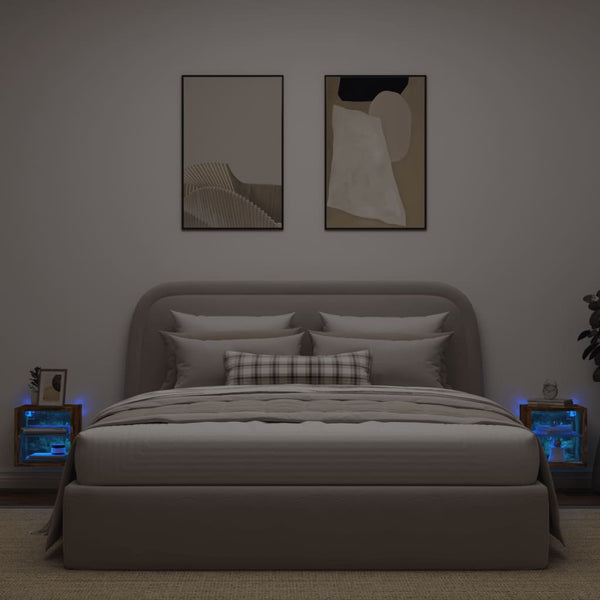 TV-seinäkaapit LED-valoilla 2 kpl savutammi 30x28,5x30 cm