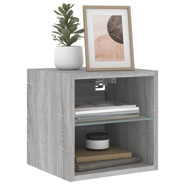 TV-seinäkaappi LED-valoilla harmaa Sonoma 30x28,5x30 cm
