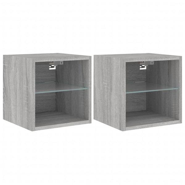TV-seinäkaapit LED-valoilla 2 kpl harmaa Sonoma 30x28,5x30 cm