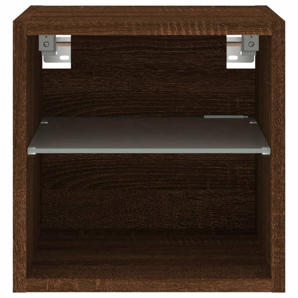 TV-seinäkaappi LED-valoilla ruskea tammi 30x28,5x30 cm