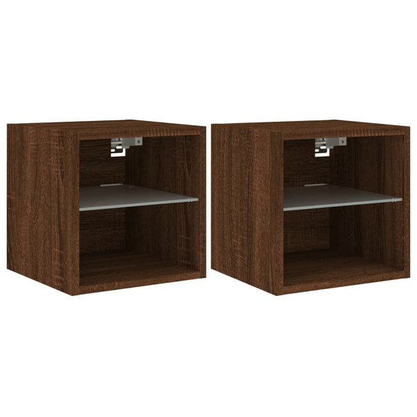TV-seinäkaapit LED-valoilla 2 kpl ruskea tammi 30x28,5x30 cm