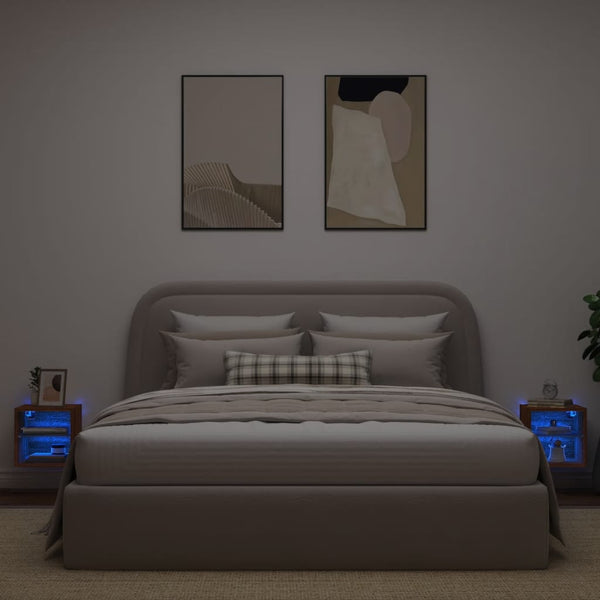 TV-seinäkaapit LED-valoilla 2 kpl ruskea tammi 30x28,5x30 cm