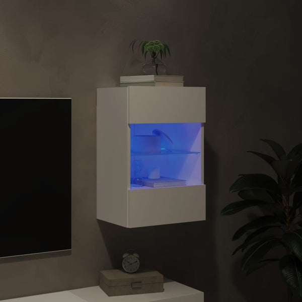 TV-seinäkaappi LED-valoilla valkoinen 40x30x60,5 cm