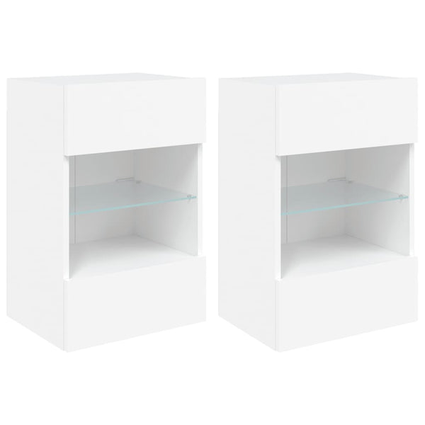 TV-seinäkaapit LED-valoilla 2 kpl valkoinen 40x30x60,5 cm