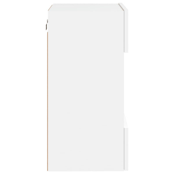 TV-seinäkaapit LED-valoilla 2 kpl valkoinen 40x30x60,5 cm
