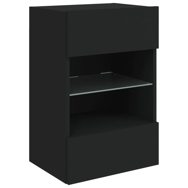 TV-seinäkaappi LED-valoilla musta 40x30x60,5 cm