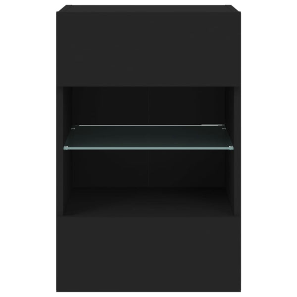 TV-seinäkaappi LED-valoilla musta 40x30x60,5 cm