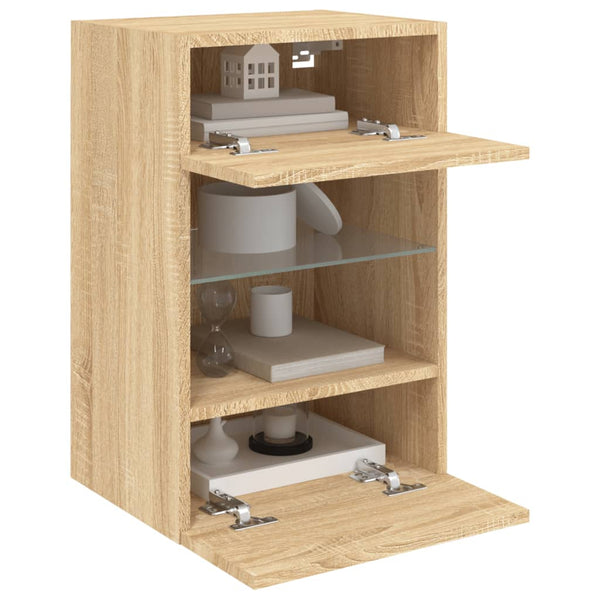 TV-seinäkaappi LED-valoilla Sonoma-tammi 40x30x60,5 cm