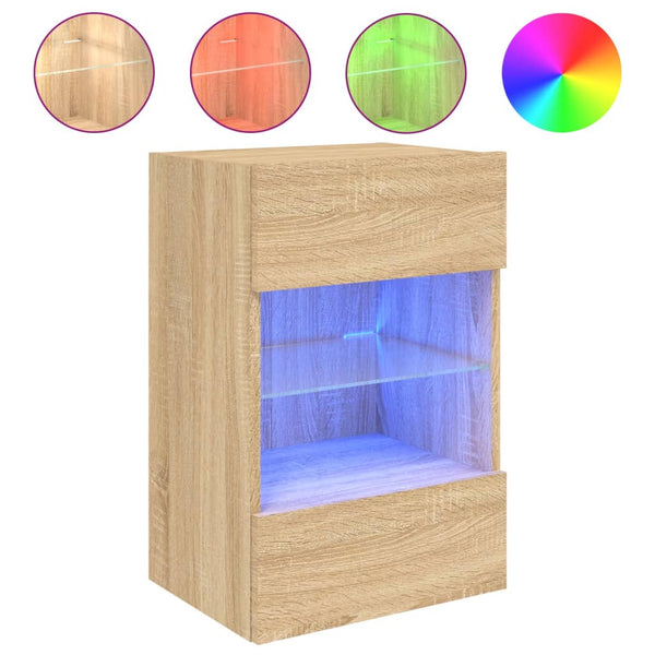 TV-seinäkaapit LED-valoilla 2 kpl Sonoma-tammi 40x30x60,5 cm