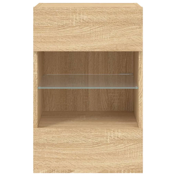 TV-seinäkaapit LED-valoilla 2 kpl Sonoma-tammi 40x30x60,5 cm