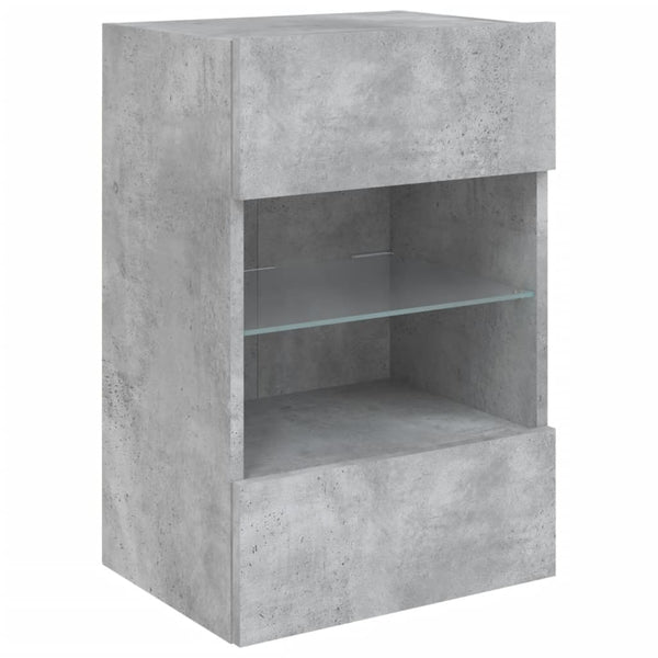 Betoninharmaa tv-seinäkaappi Francisqui 40x30x60,5cm (led-valoilla)