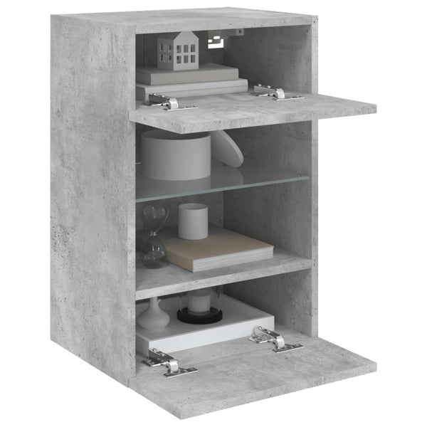 Betoninharmaa tv-seinäkaappi Francisqui 40x30x60,5cm (led-valoilla)