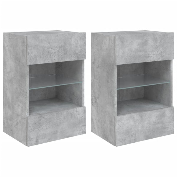 Betoninharmaa tv-seinäkaapit led-valoilla Francisqui 40x30x60,5cm (2 kpl)
