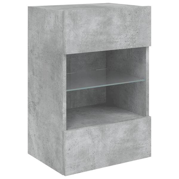 Betoninharmaa tv-seinäkaapit led-valoilla Francisqui 40x30x60,5cm (2 kpl)