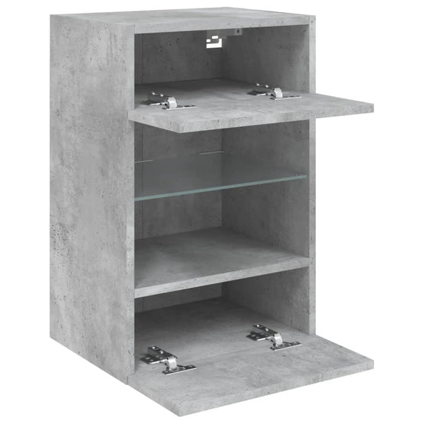 Betoninharmaa tv-seinäkaapit led-valoilla Francisqui 40x30x60,5cm (2 kpl)