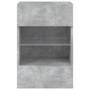 Betoninharmaa tv-seinäkaapit led-valoilla Francisqui 40x30x60,5cm (2 kpl)
