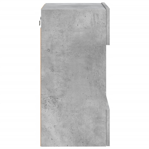 Betoninharmaa tv-seinäkaapit led-valoilla Francisqui 40x30x60,5cm (2 kpl)