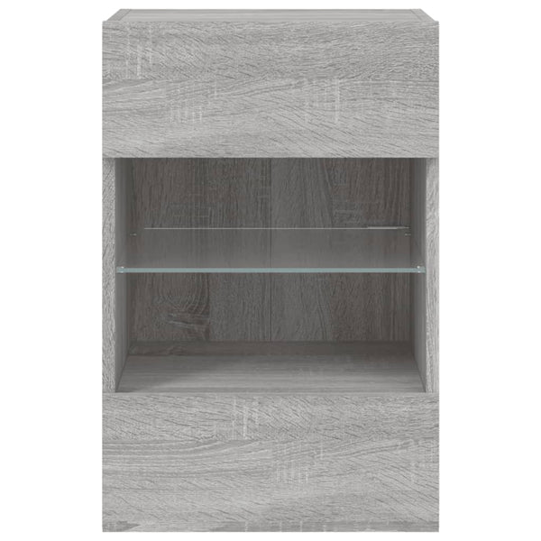 Harmaa tv-seinäkaapit led-valoilla Francisqui 40x30x60,5cm (2 kpl sonoma)