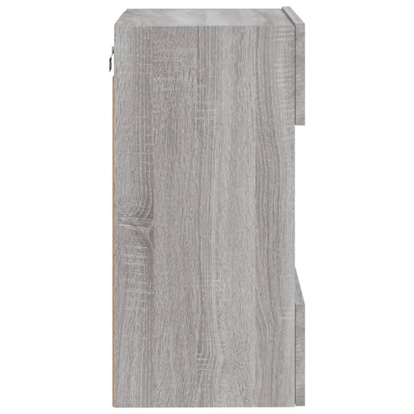 Harmaa tv-seinäkaapit led-valoilla Francisqui 40x30x60,5cm (2 kpl sonoma)